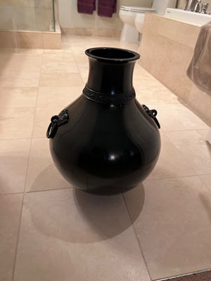 Black Metal Vase, Made in Japan- 17"h