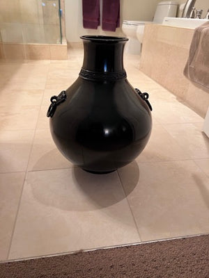 Black Metal Vase, Made in Japan- 17"h