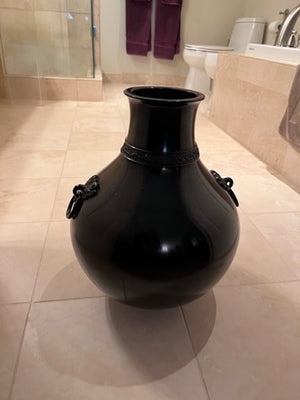 Black Metal Vase, Made in Japan- 17"h