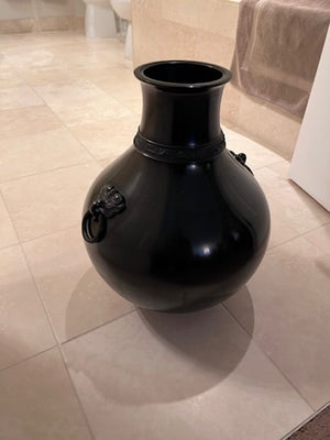 Black Metal Vase, Made in Japan- 17"h