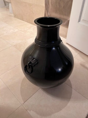 Black Metal Vase, Made in Japan- 17"h