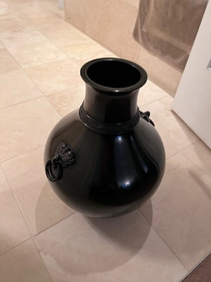 Black Metal Vase, Made in Japan- 17"h