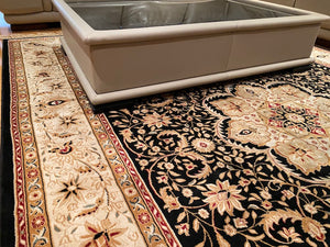 Beige Leather Coffee Table, Glass Top