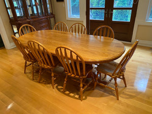 "Canadian Wood Design Ltd" Custom Made Oak Wood Dining Table + 8 Chairs