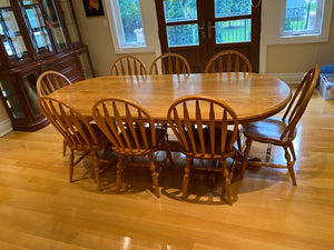 "Canadian Wood Design Ltd" Custom Made Oak Wood Dining Table + 8 Chairs