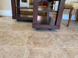 2 L-Shaped Glass Accent Tables