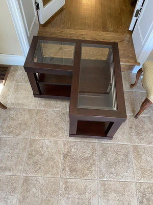 2 L-Shaped Glass Accent Tables