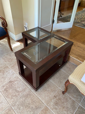 2 L-Shaped Glass Accent Tables