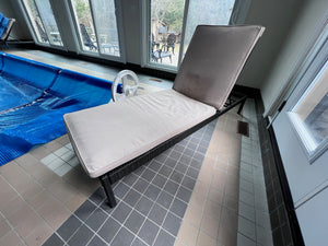 Pair of Outdoor Lounge Chairs, Beige Sunbrella Cushions