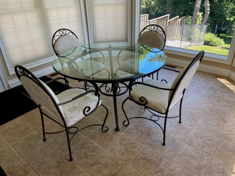 Reflections Furniture Industries Ltd Wrought Iron Glass Dining Table Chairs