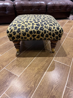 Cheetah Print Footstool on Casters