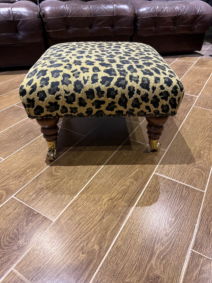 Cheetah Print Footstool on Casters