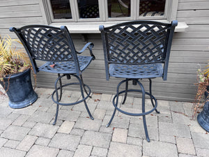 2 Hauser Cast Aluminum Outdoor Patio Barstools
