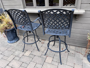 2 Hauser Cast Aluminum Outdoor Patio Barstools