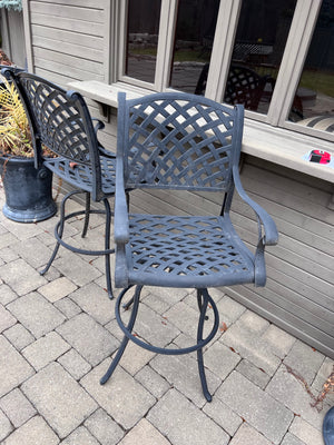 2 Hauser Cast Aluminum Outdoor Patio Barstools
