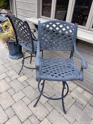 2 Hauser Cast Aluminum Outdoor Patio Barstools