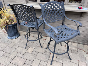 2 Hauser Cast Aluminum Outdoor Patio Barstools