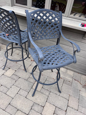 2 Hauser Cast Aluminum Outdoor Patio Barstools