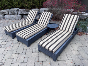 3 Wicker Outdoor Patio Chaise Loungers with Sunbrella Cushions