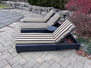 3 Wicker Outdoor Patio Chaise Loungers with Sunbrella Cushions