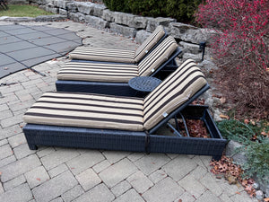 3 Wicker Outdoor Patio Chaise Loungers with Sunbrella Cushions