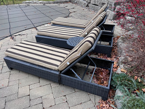 3 Wicker Outdoor Patio Chaise Loungers with Sunbrella Cushions