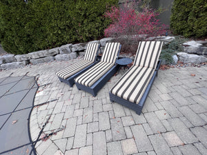 3 Wicker Outdoor Patio Chaise Loungers with Sunbrella Cushions