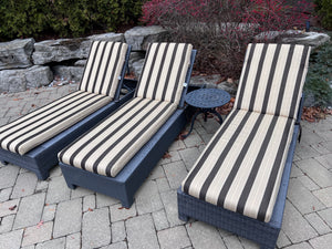 3 Wicker Outdoor Patio Chaise Loungers with Sunbrella Cushions