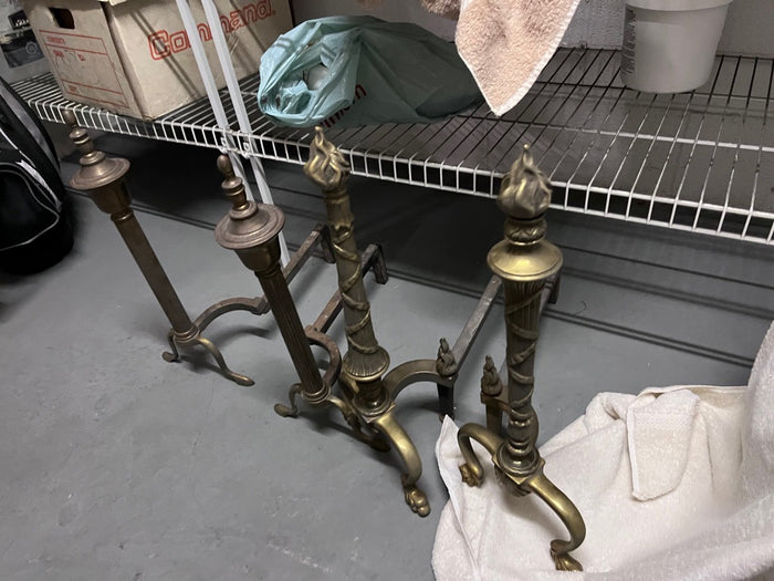 Antique Brass Andirons Lot