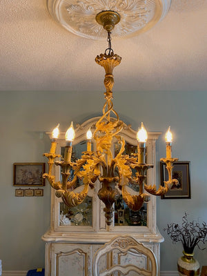 Gold Leaf Style Wood/Composite Chandelier