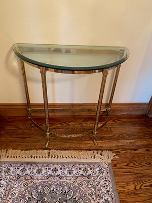 Brass & Glass Demilune Table
