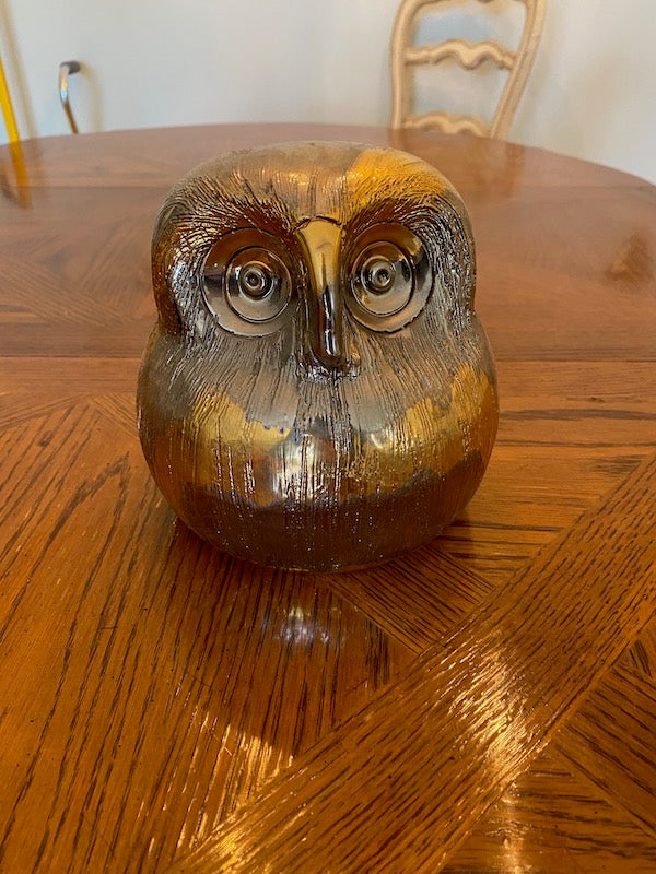 Ceramic Owl Decor with Gold Finish