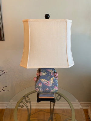 Beautiful Porcelain Table Lamp with Butterflies and Flowers