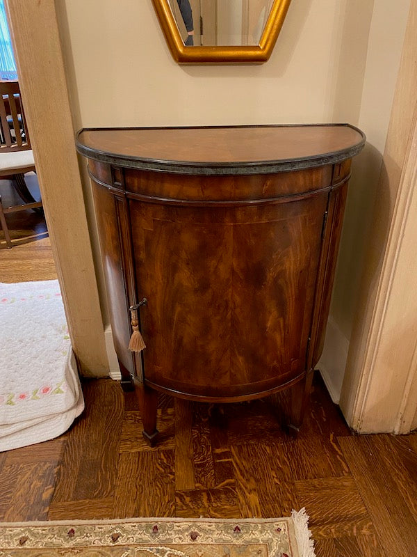 Theodore Alexander Burled Wood Demilune Cabinet # 1