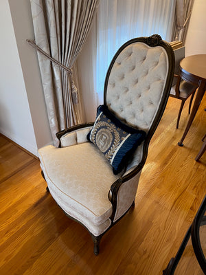 Vintage Tufted High-Back Chair