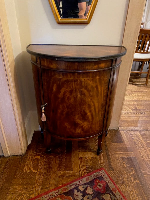 Theodore Alexander Burled Wood Demilune Cabinet # 2