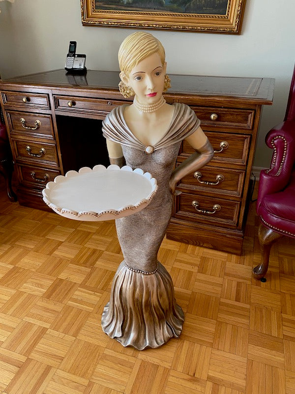 Decor- Lady in Dress Holding Serving Platter