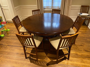 Custom Made Ornate Round Kitchen Table + 6 Chairs (*+ extensions)