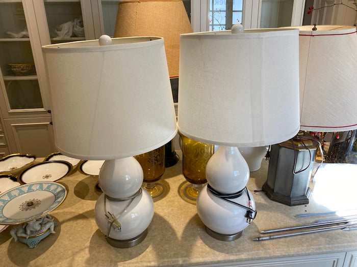 Pair of Modern White Table Lamps