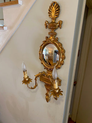 Gold Wall Mirror + Candle Decor- Made in Italy