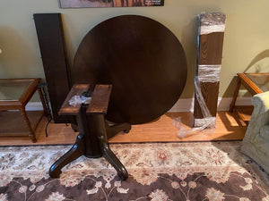 Round Oak Wood Dining Table + Additional Leaves