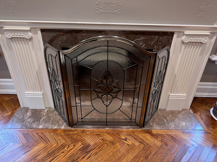 Beautiful Glass Fireplace Screen