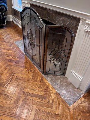 Beautiful Glass Fireplace Screen