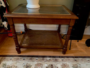 2 Glass & Cane Side Tables