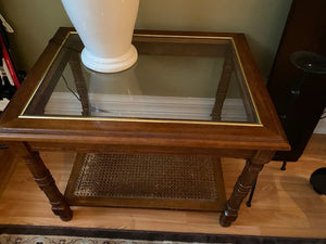2 Glass & Cane Side Tables