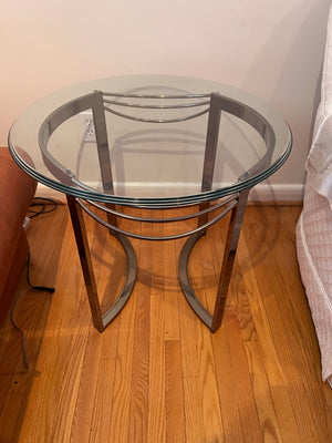 Vintage Round Glass Side Table