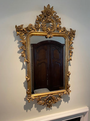 Ornate Gold, Wood Carved Antique Mirror