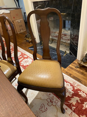 Beautiful Double Pedestal Dining Table + 12 Custom Made Wood/Leather Dining Chairs