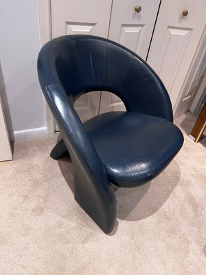 MCM Blue Leather Tripod Chair