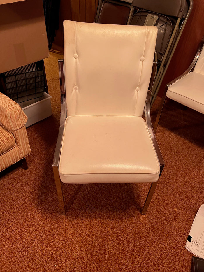 Superior Chrome Furniture Co. White Faux Leather Chairs (*6 Available)